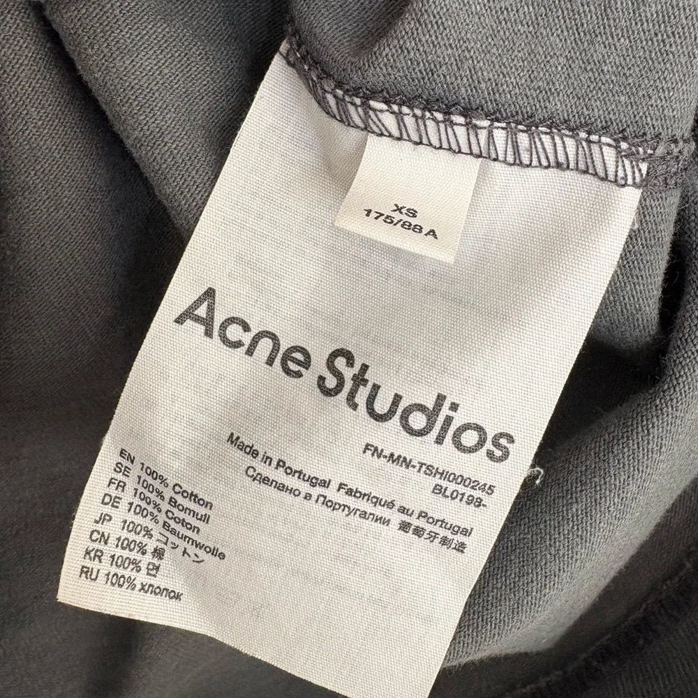 ACNE STUDIOS  Gray Men's Casual Cotton Logo T-Shirt size extra small - Picture 9 of 10